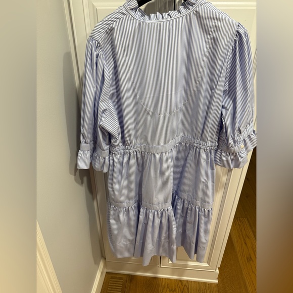 Blue Striped Ruffle Dress - Picture 2 of 9